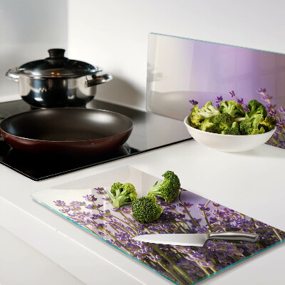 Tagliere in vetro temperato Fiori di lavanda alla finestra