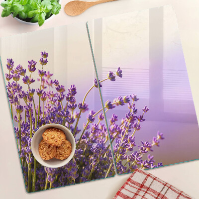 Tagliere in vetro temperato Fiori di lavanda alla finestra