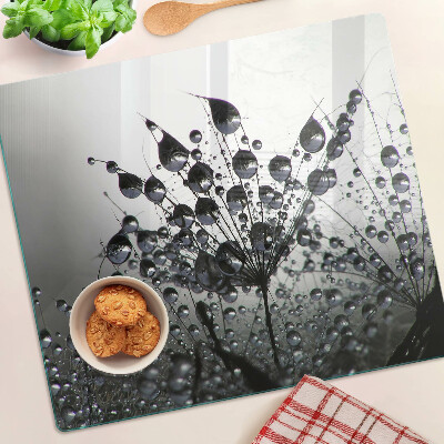Tagliere in vetro Gocce d'acqua sulle piante