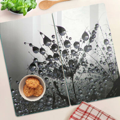 Tagliere in vetro Gocce d'acqua sulle piante