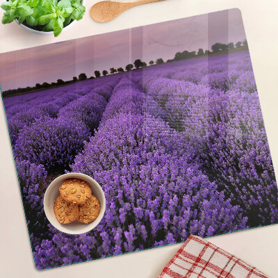 Tagliere in vetro Un campo di lavanda in piena fioritura