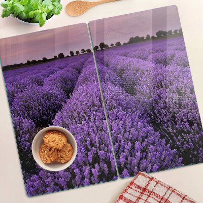Tagliere in vetro Un campo di lavanda in piena fioritura