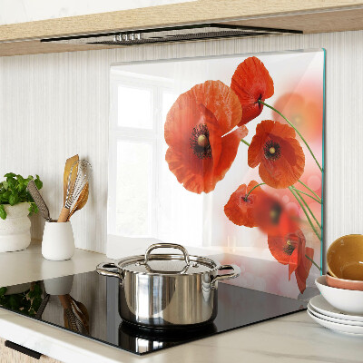 Tagliere in vetro temperato Fiori di papavero di colore rosso