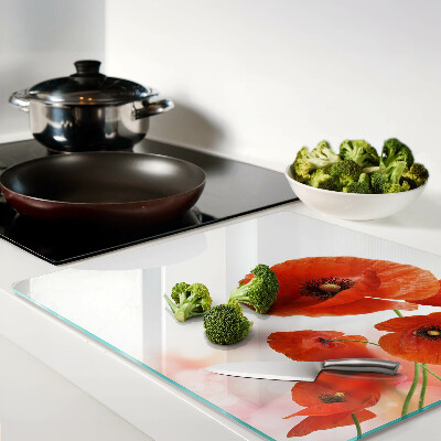 Tagliere in vetro temperato Fiori di papavero di colore rosso