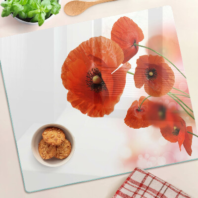 Tagliere in vetro temperato Fiori di papavero di colore rosso