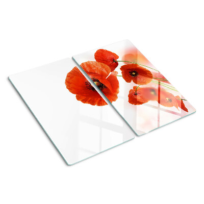 Tagliere in vetro temperato Fiori di papavero di colore rosso