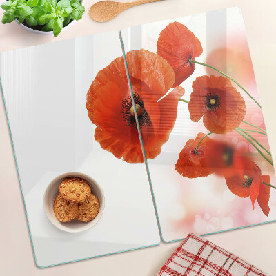 Tagliere in vetro temperato Fiori di papavero di colore rosso