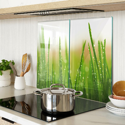 Tagliere in vetro Erba con gocce d'acqua