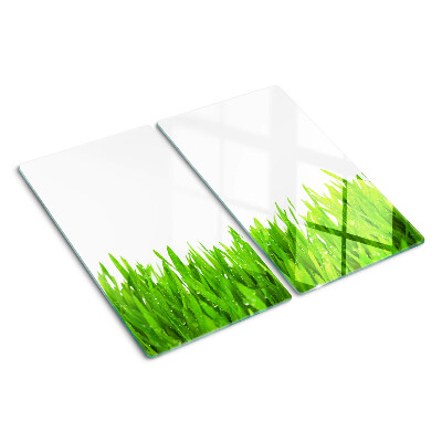 Tagliere in vetro Erba verde con gocce d'acqua