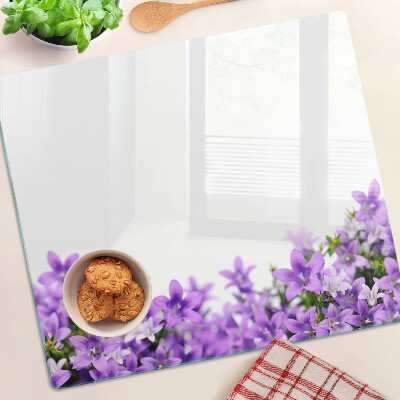 Tagliere in vetro temperato Fiori viola sullo sfondo