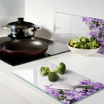 Tagliere in vetro temperato Fiori viola sullo sfondo