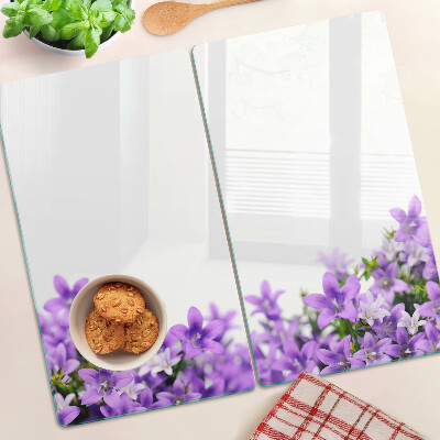 Tagliere in vetro temperato Fiori viola sullo sfondo