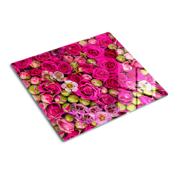 Tagliere in vetro temperato Fiori rosa in un bouquet