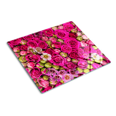 Tagliere in vetro temperato Fiori rosa in un bouquet