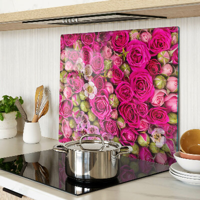 Tagliere in vetro temperato Fiori rosa in un bouquet