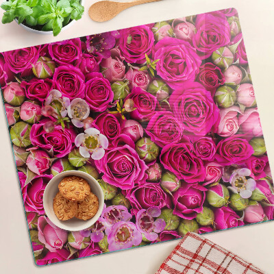 Tagliere in vetro temperato Fiori rosa in un bouquet
