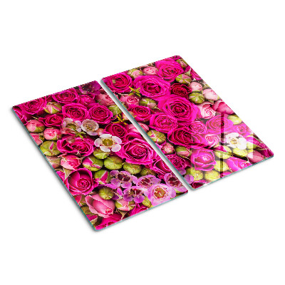Tagliere in vetro temperato Fiori rosa in un bouquet