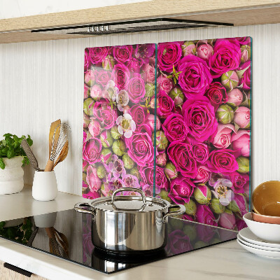 Tagliere in vetro temperato Fiori rosa in un bouquet