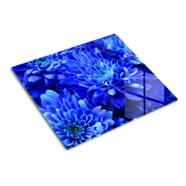 Tagliere in vetro temperato Fiori di crisantemo blu