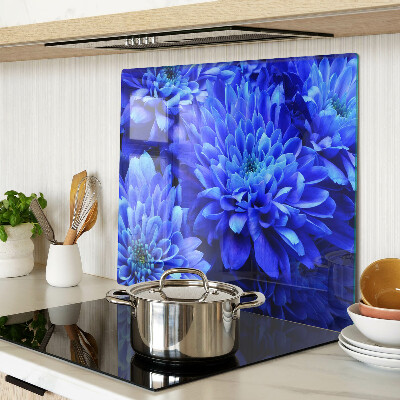 Tagliere in vetro temperato Fiori di crisantemo blu
