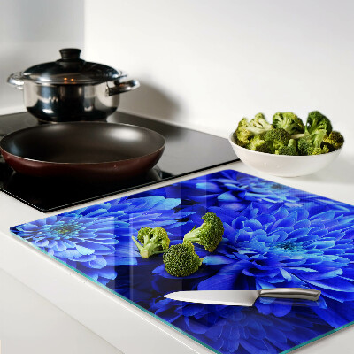 Tagliere in vetro temperato Fiori di crisantemo blu