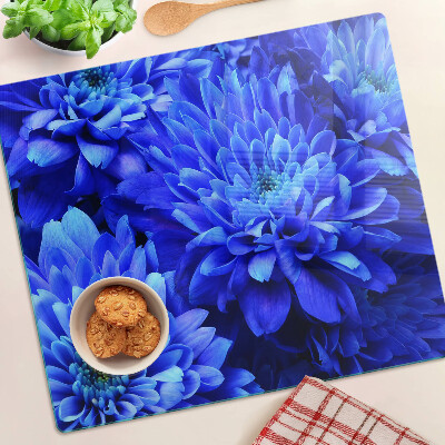 Tagliere in vetro temperato Fiori di crisantemo blu