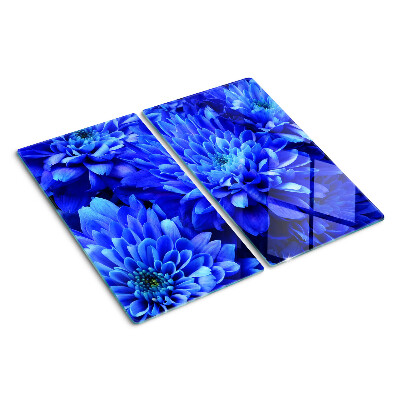 Tagliere in vetro temperato Fiori di crisantemo blu