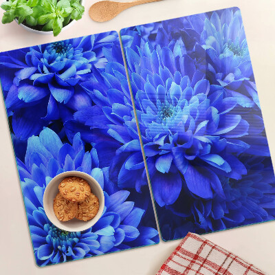 Tagliere in vetro temperato Fiori di crisantemo blu