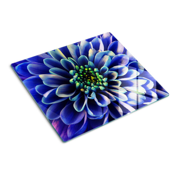 Tagliere in vetro temperato Fiore di dalia blu