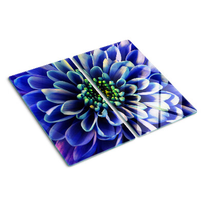 Tagliere in vetro temperato Fiore di dalia blu