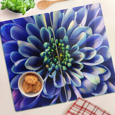 Tagliere in vetro temperato Fiore di dalia blu