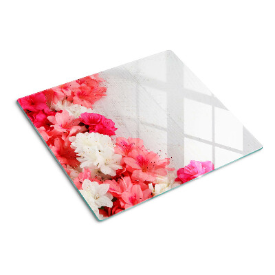 Tagliere in vetro Fiori nei toni del rosa e del bianco