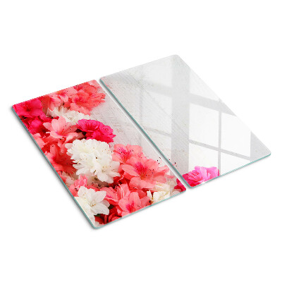 Tagliere in vetro Fiori nei toni del rosa e del bianco