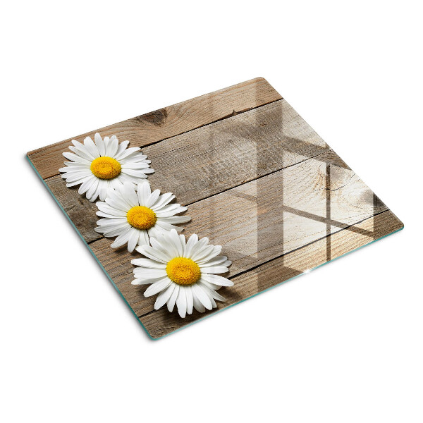 Tagliere in vetro Fiori su uno sfondo di legno