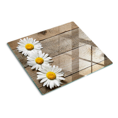 Tagliere in vetro Fiori su uno sfondo di legno