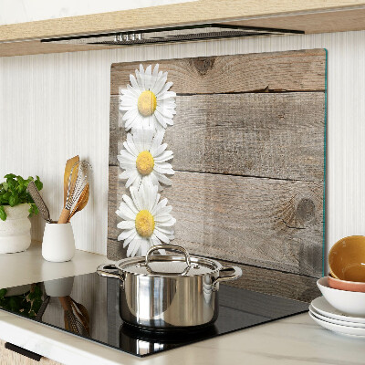 Tagliere in vetro Fiori su uno sfondo di legno