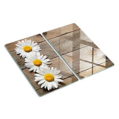 Tagliere in vetro Fiori su uno sfondo di legno