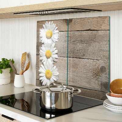 Tagliere in vetro Fiori su uno sfondo di legno