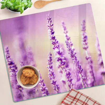 Tagliere in vetro Fiori di lavanda su uno sfondo sfumato