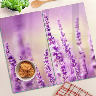 Tagliere in vetro Fiori di lavanda su uno sfondo sfumato