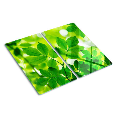 Tagliere in vetro Foglie su sfondo verde