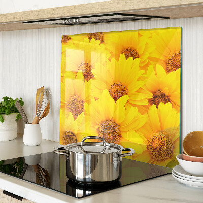 Tagliere in vetro Girasoli su sfondo giallo