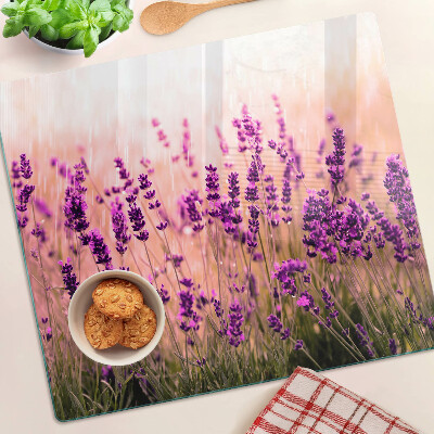 Tagliere in vetro Campo di lavanda sotto i raggi del sole