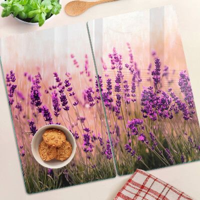 Tagliere in vetro Campo di lavanda sotto i raggi del sole