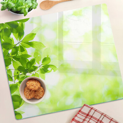 Tagliere in vetro Foglie verdi alla luce
