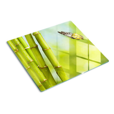 Tagliere in vetro temperato Design di bambù e farfalla