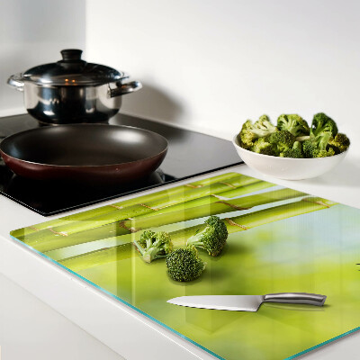 Tagliere in vetro temperato Design di bambù e farfalla