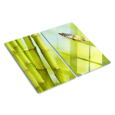 Tagliere in vetro temperato Design di bambù e farfalla