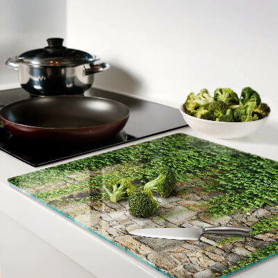 Tagliere in vetro temperato Parete verde con muschio