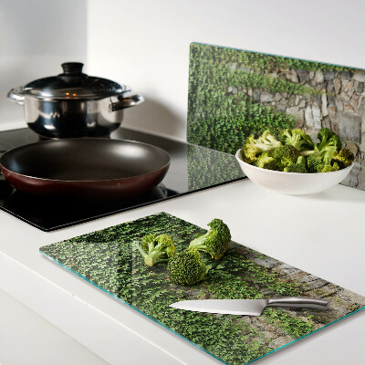 Tagliere in vetro temperato Parete verde con muschio